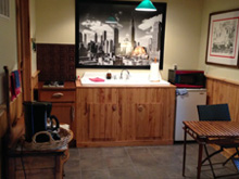 Kitchen pic of Remington cabin at Ruffed Grouse Lodge in Phillips Wisconsin Price County WI Northwoods Resort